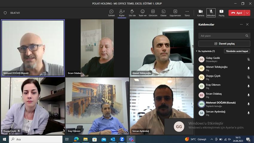 Microsoft Temel Seviye Excel eğitimi